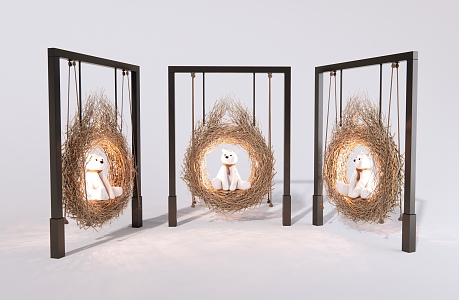 Modern Dried Branch Bird's Nest Swing 3d model