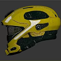 Futuristic Yellow Green Helmet With Reflective Surface Visor And Geometric Details