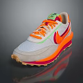 Stylish Casual Gray Mesh Sneakers With Orange Red Accents And Comfortable Sole For Daily Wear