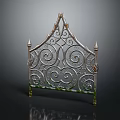 Ornate Wrought Iron Fence With Scrollwork Design Pointed Top Spikes And Green Accent Base