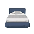Modern Navy Blue Single Bed With White Pillows And Simple Linen Bedding Design