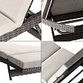 Outdoor Wicker Lounge Chair With Adjustable Backrest And Beige Comfortable Cushions