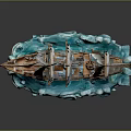Decorative Sailing Ship Model With White Sails Blue Wave Base And Intricate Design