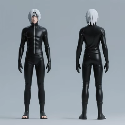Man Wearing Black Tight Full Body Suit Front and Back Views 3d model Man Wearing Black Tight Full Body Suit Front and Back Views 3d model