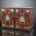 Ornate Entryway Side Cabinet With Intricate Floral Patterns And Decorative Inlays