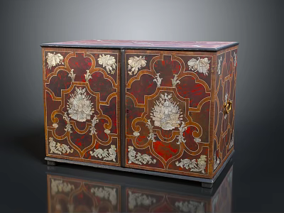 Ornate Entryway Side Cabinet With Intricate Floral Patterns And Decorative Inlays 3d model