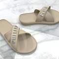 Beige PHILIP Cross Strap Slippers With Smooth Surface For Comfortable Casual Wear On Marble Floor