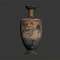Ancient Ceramic Vase With Intricate Carved Figures Classical Sculpture Design