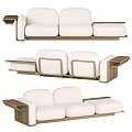 Modern Sectional Sofa With White Upholstery And Gold Metal Frame Armrest Design