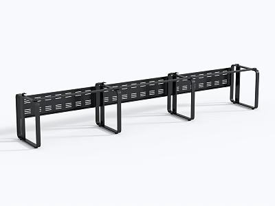 Black Metal Office Desk Frame With Perforated Crossbars And Support Legs 3d model