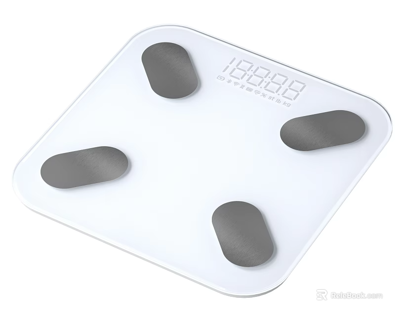 White Digital Body Scale With Grey Foot Pads And Digital 3d model