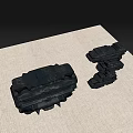 Black Rockery Stones With Layered Texture As Decorative Ornaments On Linen Surface