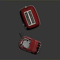 Red Kitchen Countertop Mixer And Toaster Appliances With Metallic Finish Design