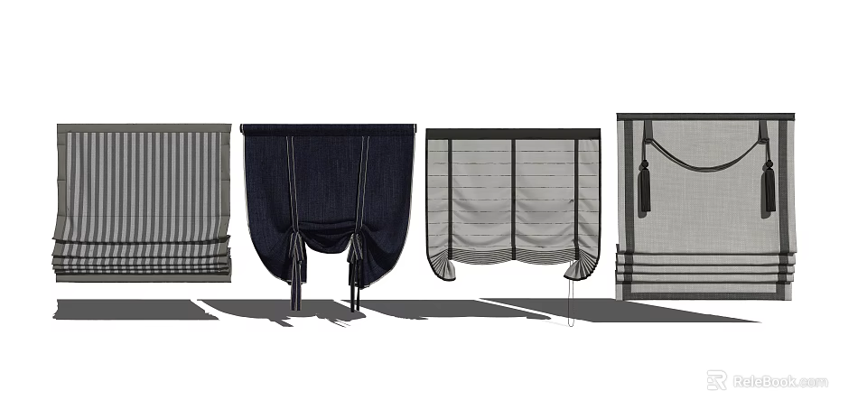 Various Roman Blinds Styles with Elegant Designs for Modern Window Decor 3d model