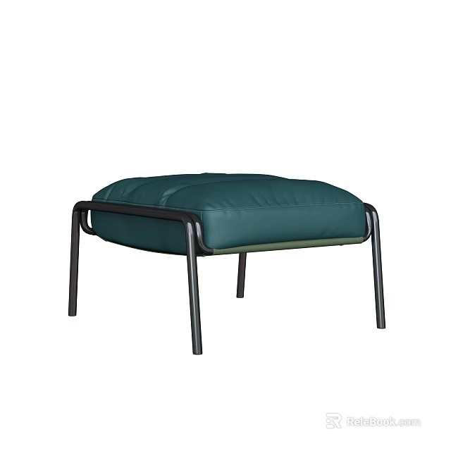 Dark Green Leisure Chair With Padded Seat And Black Metal Legs Modern Design 3d model 