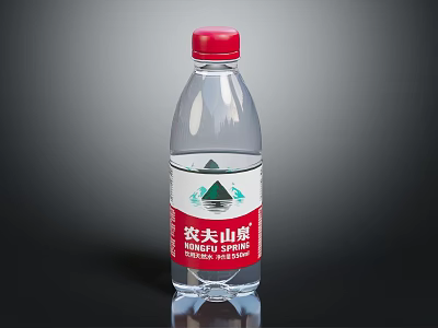 Nongfu Spring Mineral Water Transparent Bottle With Red Cap And Label 3d model