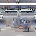 Modern Clothing Store Interior With Open Layout Display Racks And Stylish Lighting 3d model
