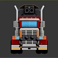Red Transformer Style Truck With Yellow Stripes And Mechanical Arm Design