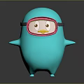 Cute Blue Duck Shaped Household Item With Pink Goggles And Playful Design