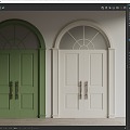 French double-door arched door 3d model