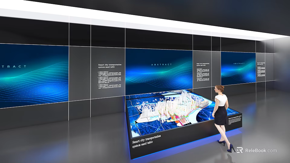 Commercial Display Equipment With Interactive Model And Large Screens In Exhibition 3d model 