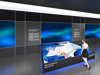 Commercial Display Equipment With Interactive Model And Large Screens In Exhibition 3d model