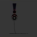 Red Black Over Ear Headphones Wired Design Comfortable Stylish Electronic Device 3d model