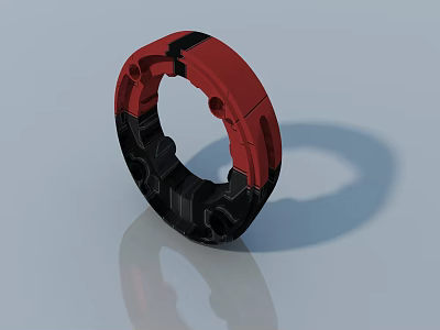 Red And Black Modern Swing Door Hardware 3D Model With Smooth Surface 3d model