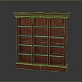 Traditional Wooden Bookshelf With Intricate Carved Details And Multiple Storage Shelves
