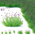 Lavender Themed Decorative Ornament Set With Purple Flowers And Green Foliage