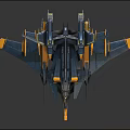 Detailed Sci Fi Fighter Jet Model With Blue Orange Accents And LED Lights