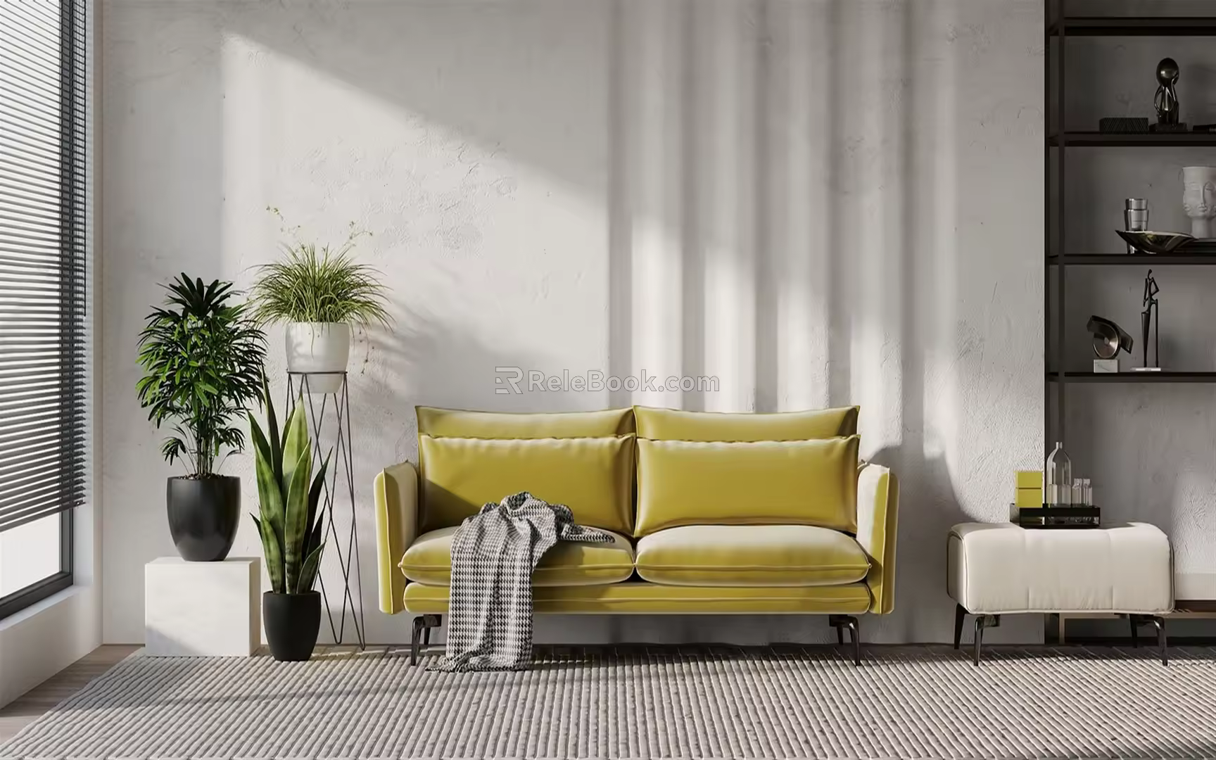 Modern Combination Sofa Fabric Double Sofa 3d model