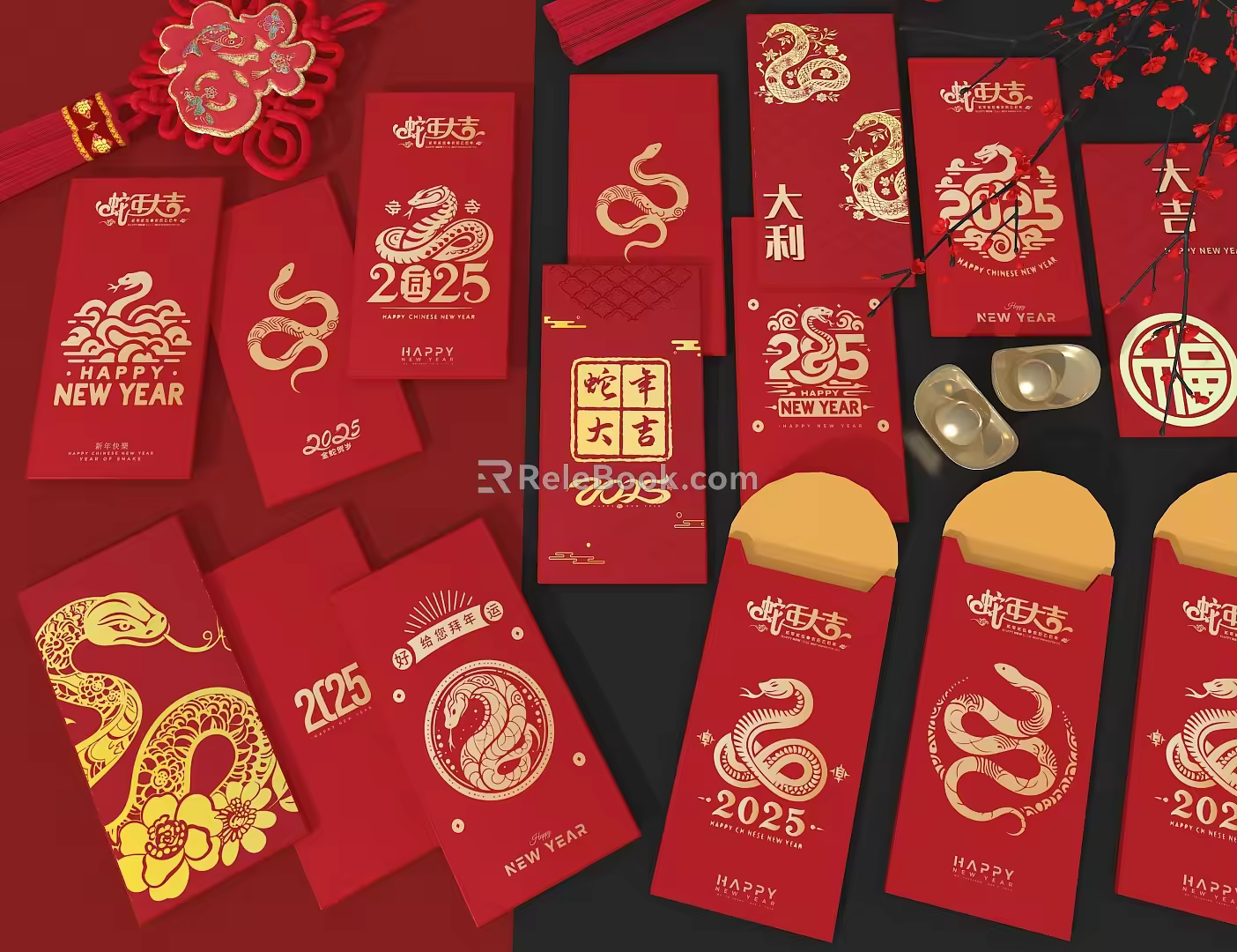 Year of the Snake Red Envelope New Year Red Envelope 3d model