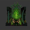Mythical Throne Structure With Green Glowing Core Ornate Pillars And Intricate Carved Steps