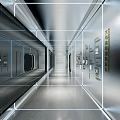Modern Corridor Interior With Glass Walls Display Cabinets And Ambient Lighting