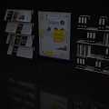 Mobile Office Bookcase With Wheels Open Shelves Books Folders And Whiteboard Charts