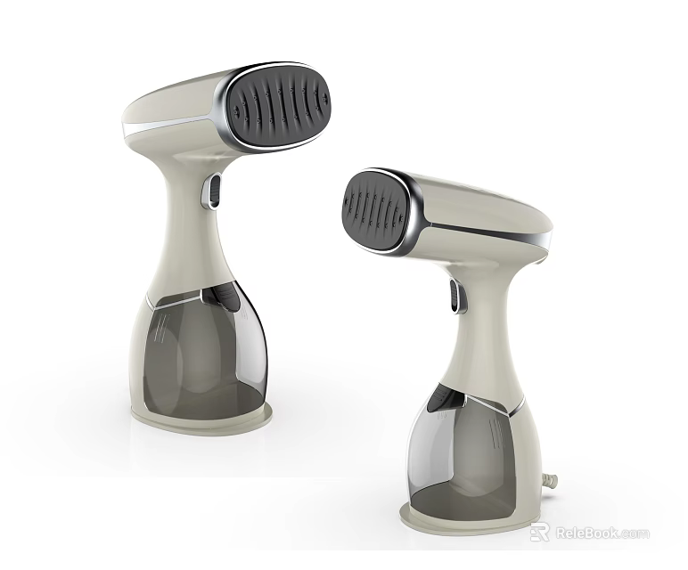 Two Modern Handheld Garment Steamers As Daily Use Appliances With Transparent Water Tanks 3d model 