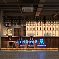 JYHOUSE Granate Valley Community Bar Interior With Wooden Counter Wine Racks And Neon Sign