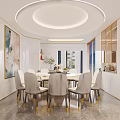 Modern Luxury Living And Dining Room Interior With Marble Wall And Gold Accents