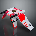 Red And White Spacecraft Model With Wings Black Thrusters And Main Body Structure 3d model