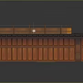 Cartoon Style Meeting Hall Scene With Neatly Arranged Green Seats Wooden Structure And Central Table