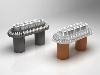 Modern Display Shelves With Two Units Gray And Brown Bases For Product Showcase 3d model