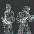 Sci Fi Game and Movie Characters in Tactical Vest Armored Suit Holding Blasters