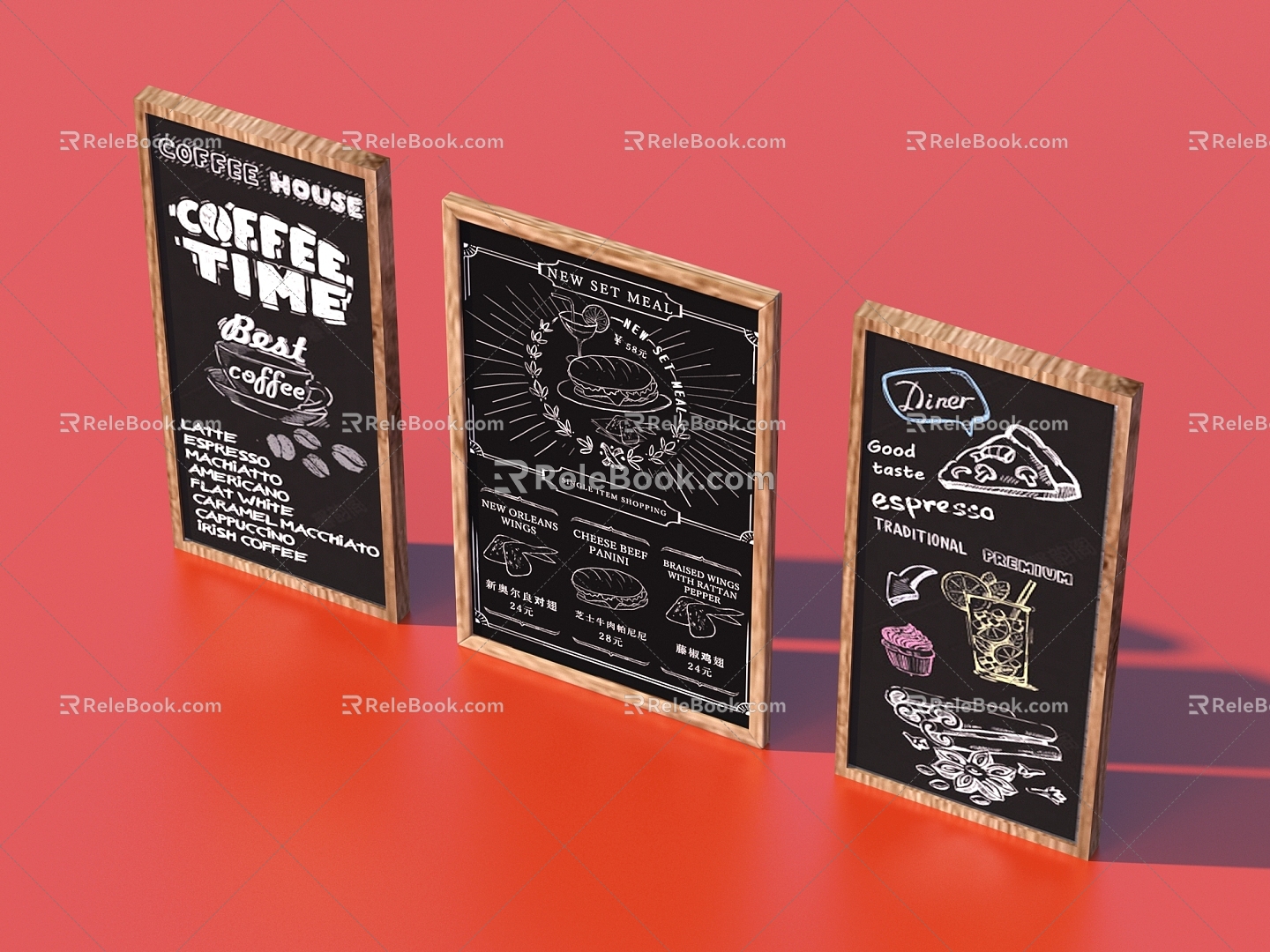 Billboard shop signboard blackboard graffiti wall chalk drawing small blackboard model