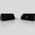 JBL Black Wedge Shaped Speaker With Orange Logo And Mesh Grille Design For Audio