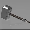 Mythic Hammer Weapon With Silver Metallic Textured Head And Brown Wrapped Leather Handle