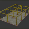 Metal Frame Construction Structure With Support Columns Horizontal Beams And Concrete Base
