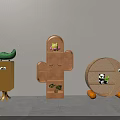 Unique Shaped Wooden Display Shelves With Decorative Ornaments Green Plants And Toys