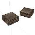 Two Square Wooden Boxes With Natural Wood Grain Surface On White Background