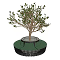 Tree Pit With Green Leaf Tree And Modern Grid Base Design Structure 3d model